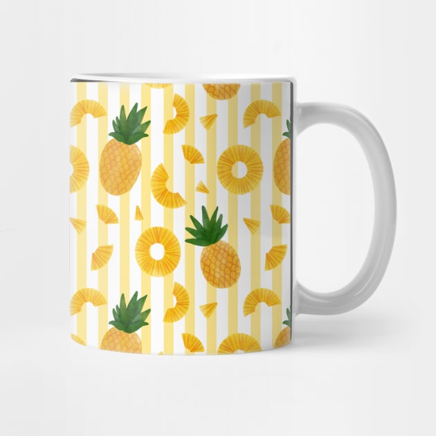 Yellow Pineapple Tropical Summer Pattern by Trippycollage